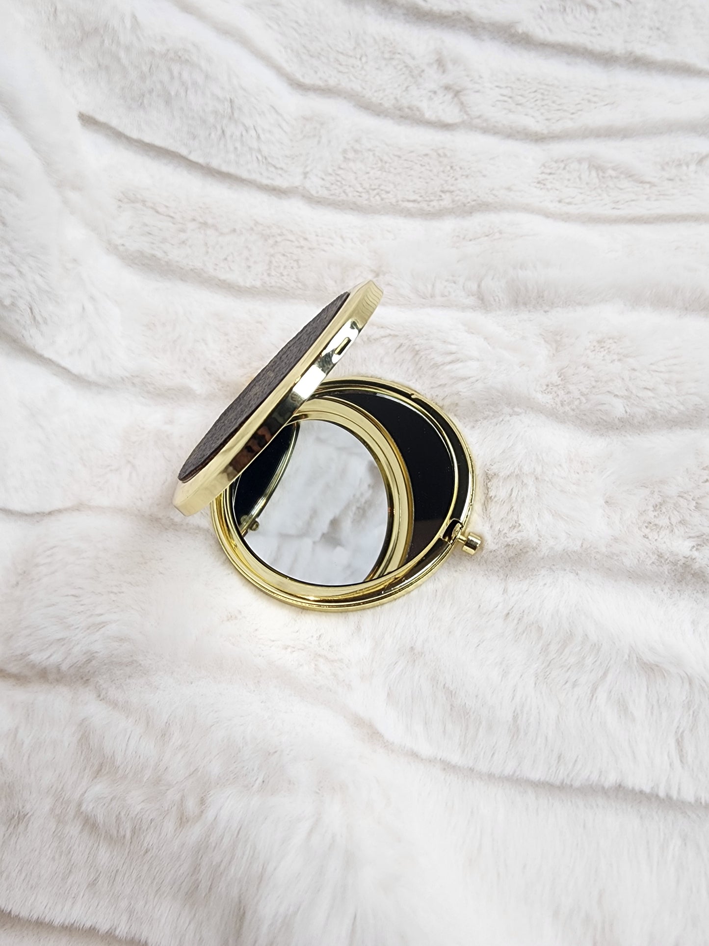 Repurposed Gold Monogram Compact Mirror