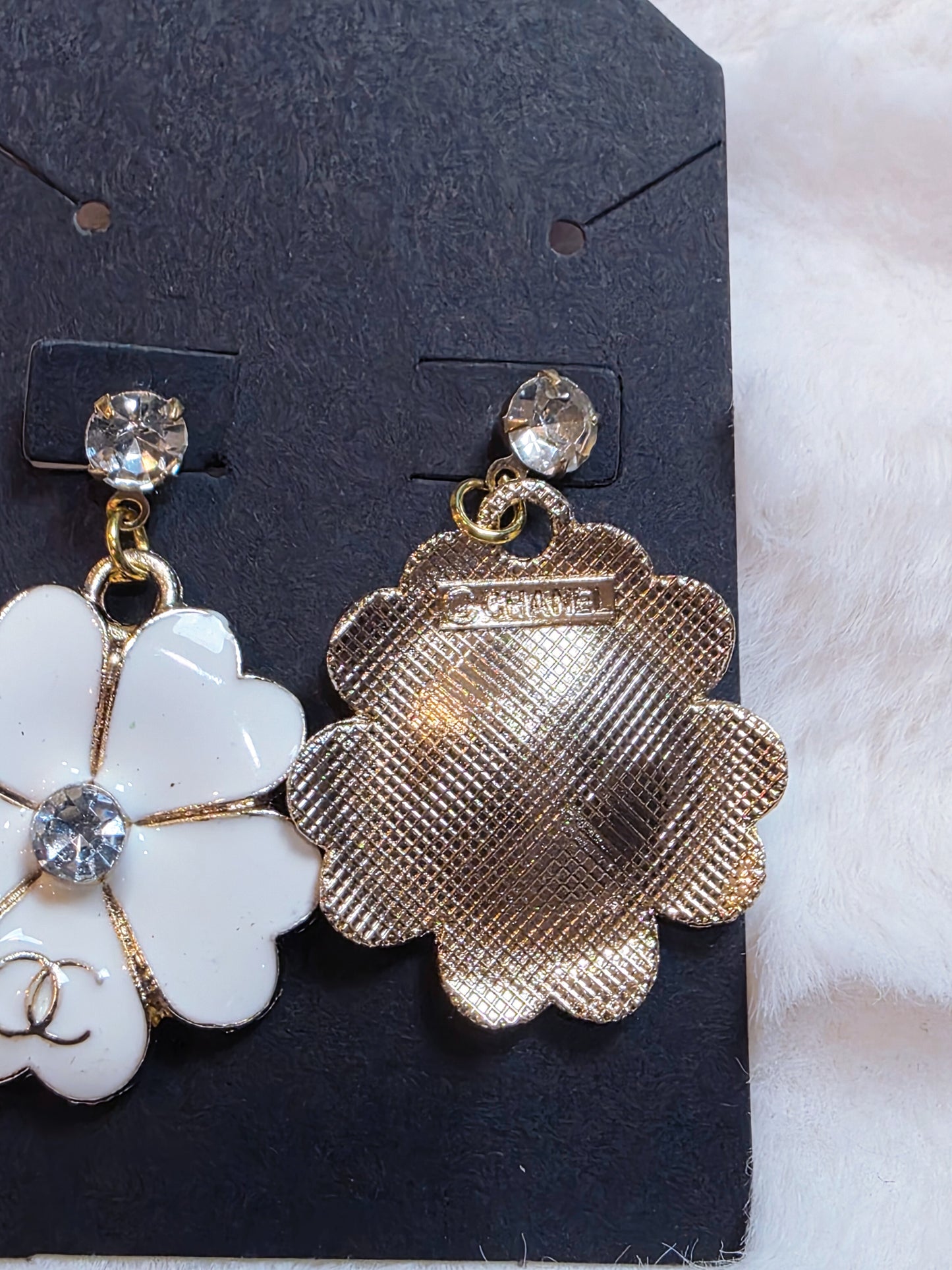 White Camellia Earrings