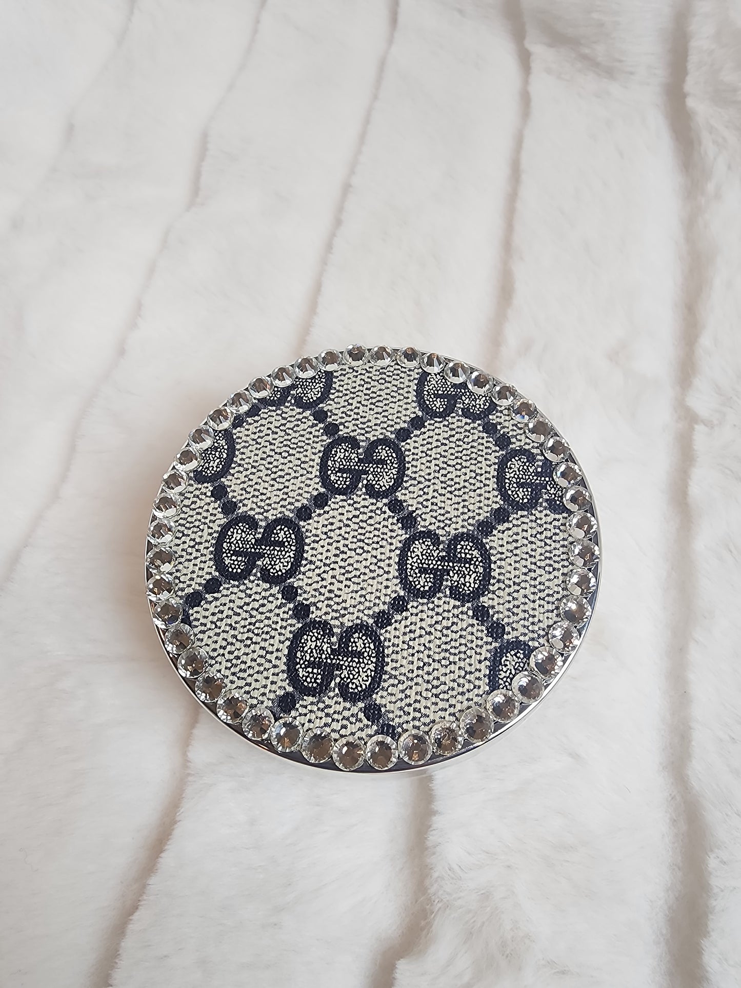 Upcycled Rhinestone Embroidered Blue Contact Lense Case