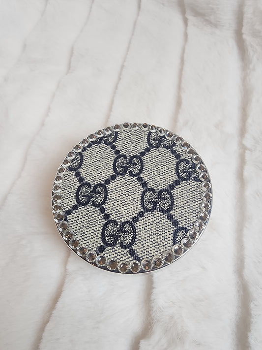 Upcycled Rhinestone Embroidered Blue Contact Lense Case