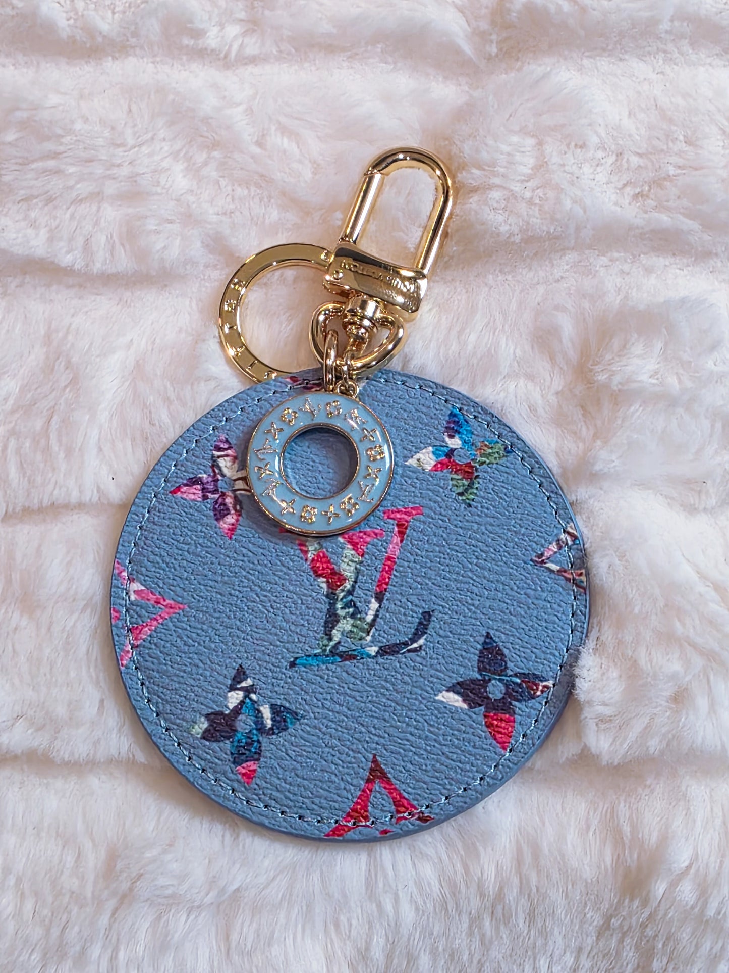 Blue Floral Keychain