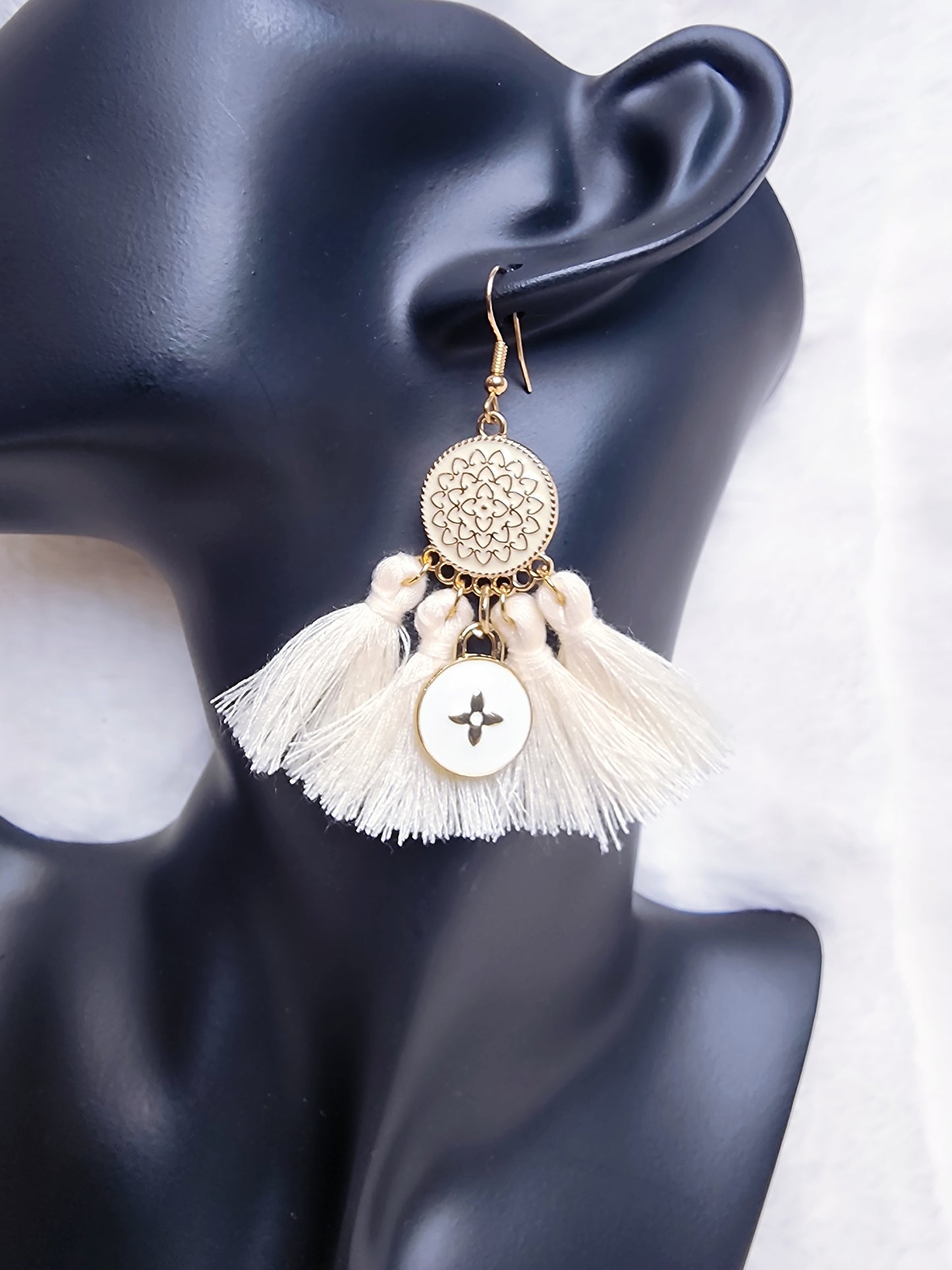 White Boho Earrings