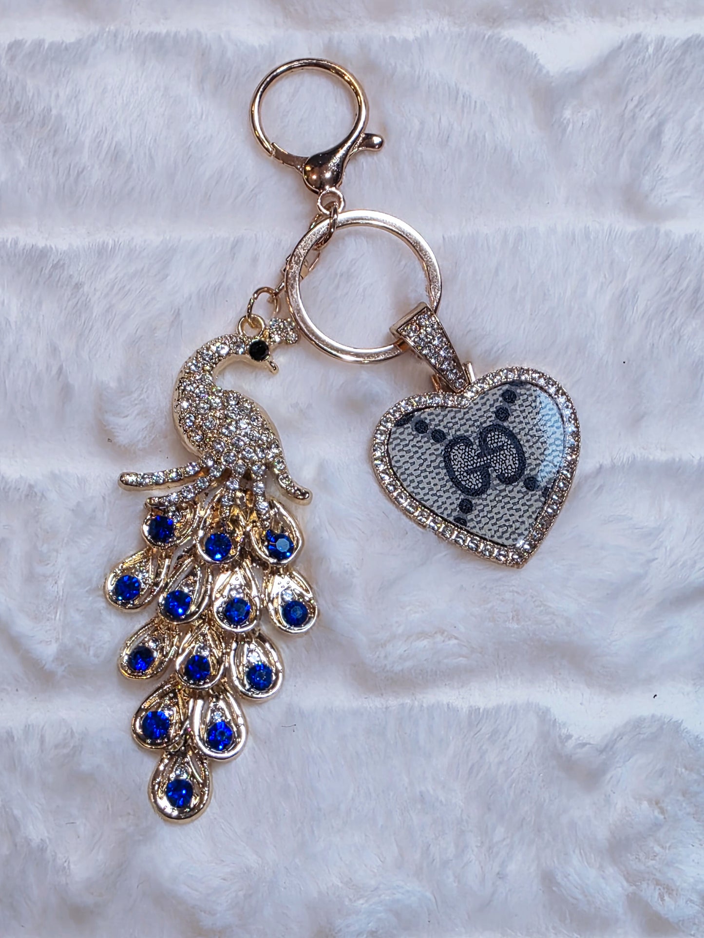 Blue Peacock Upcycled Bagcharm