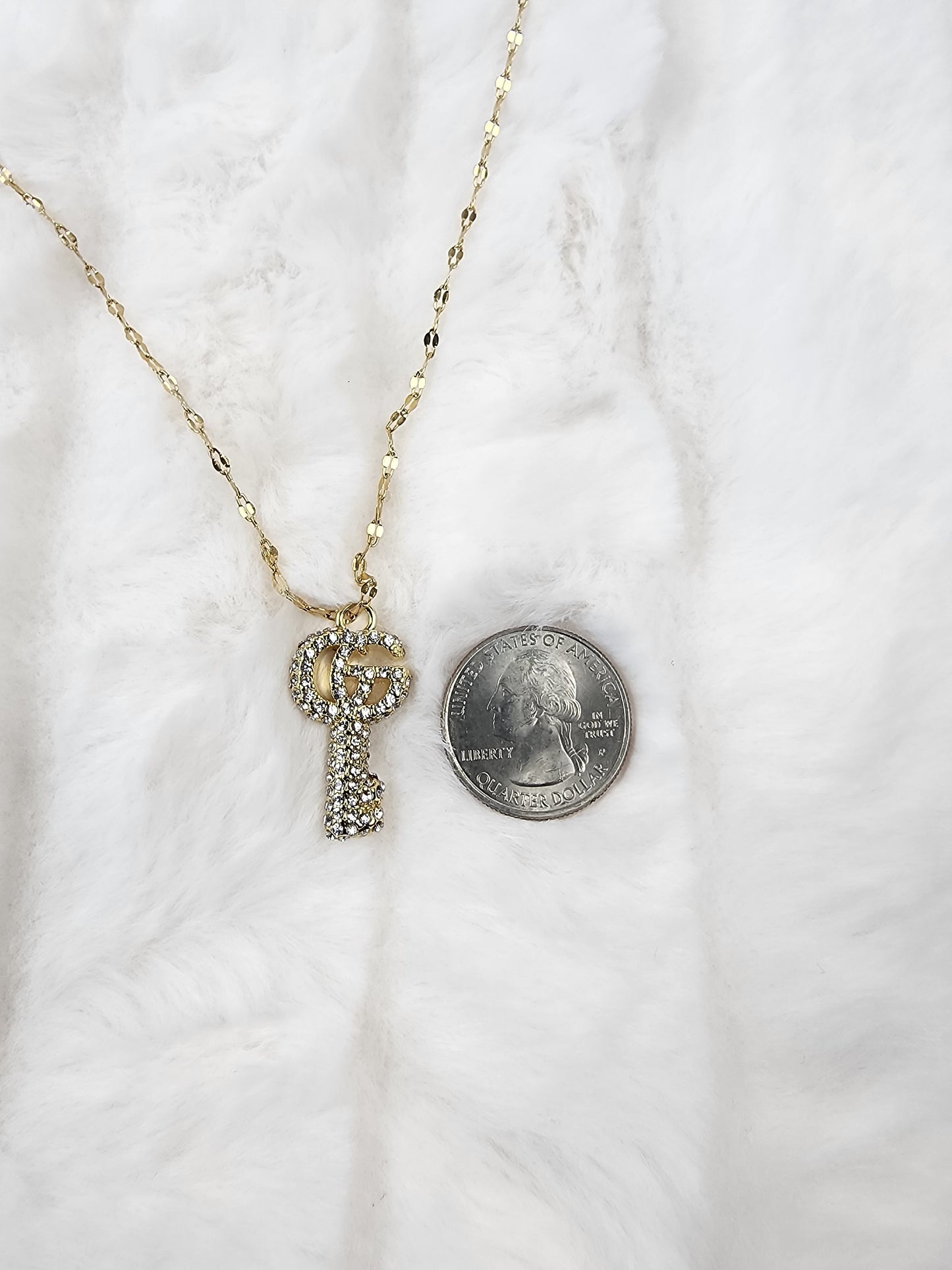 Upcycled Gold Key Zipper Pull Necklace