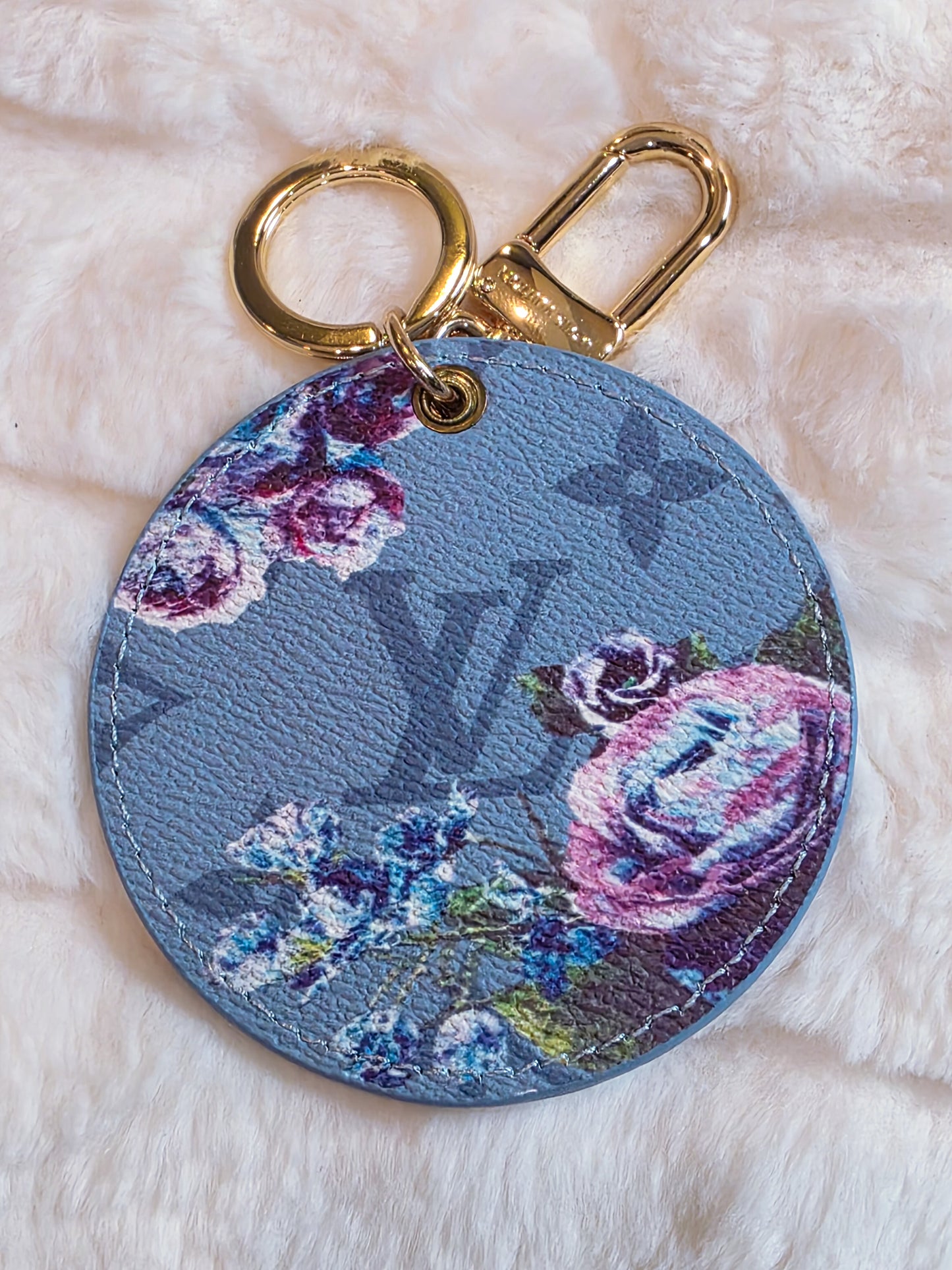 Blue Floral Keychain