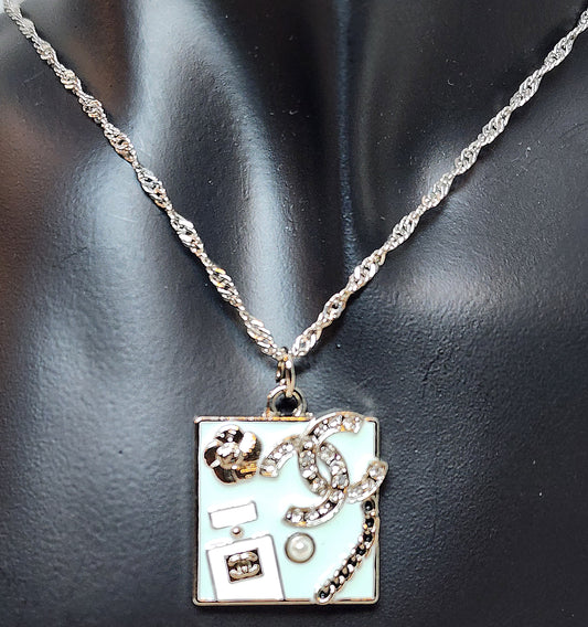 Upcycled Blue No. 5 Necklace