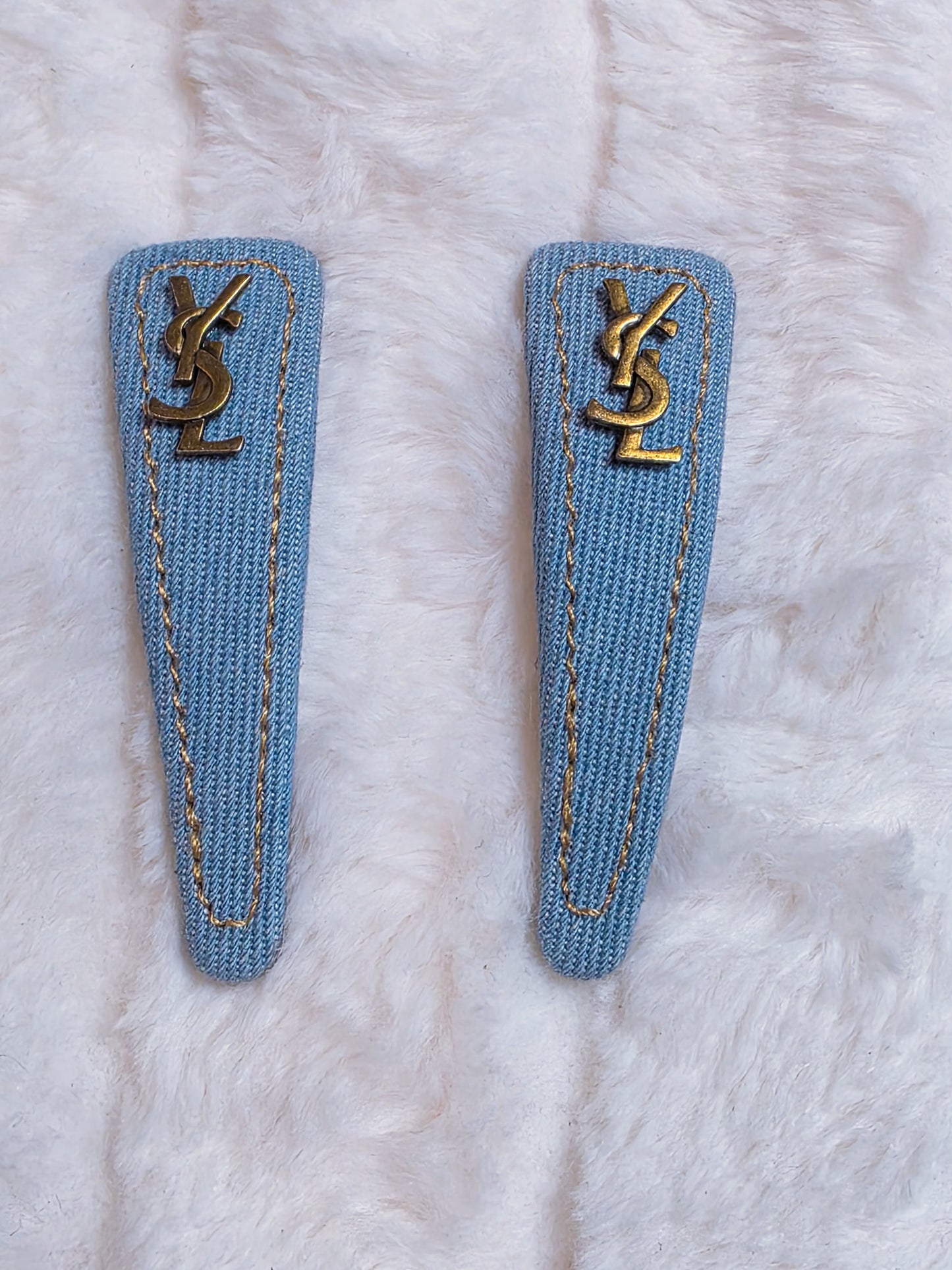 Blue Denim Y Fashion Hair Clips