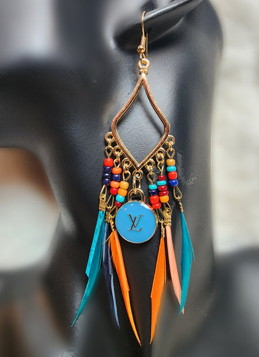 Upcycled Blue Harvest Earrings