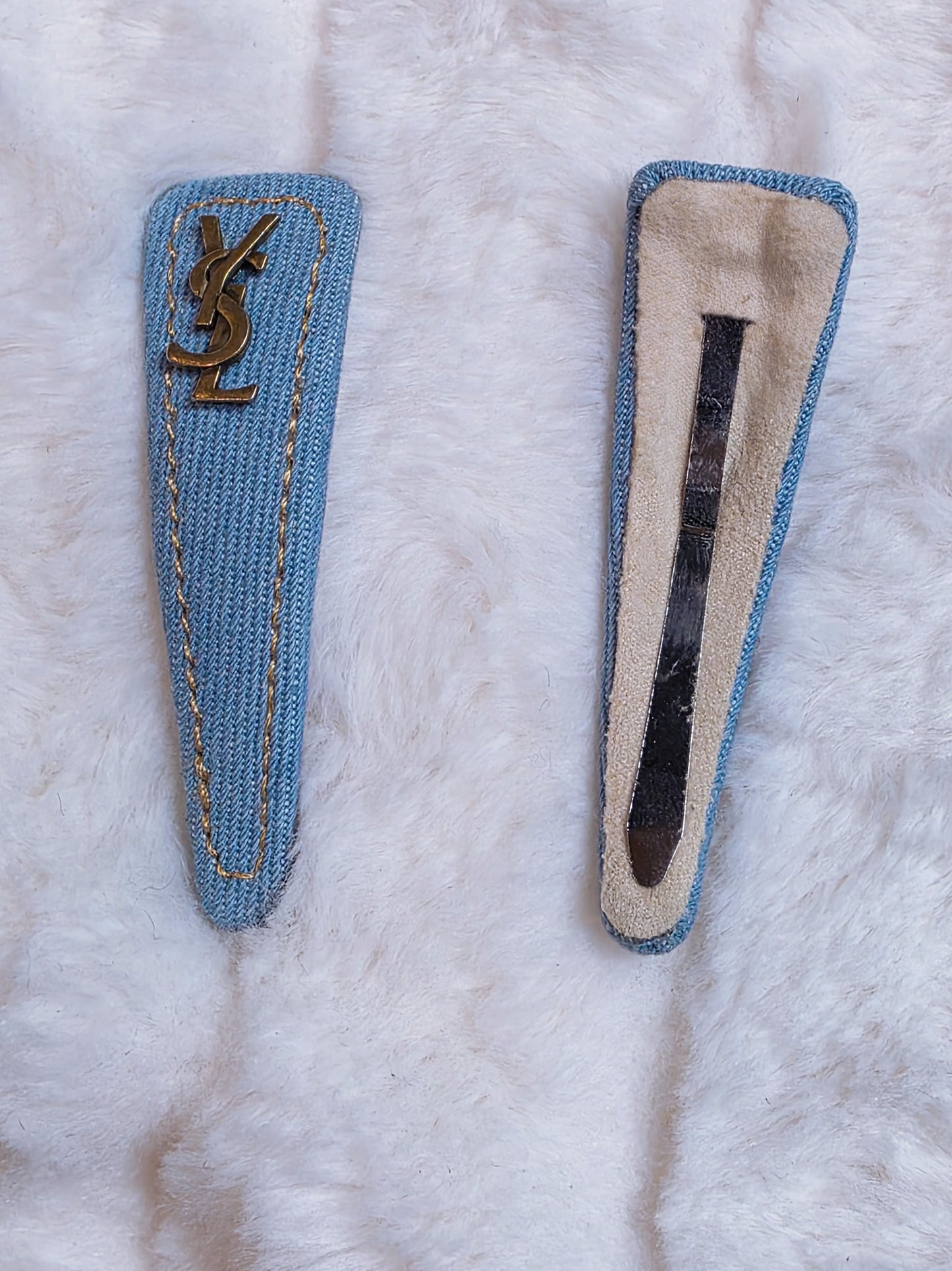 Blue Denim Y Fashion Hair Clips