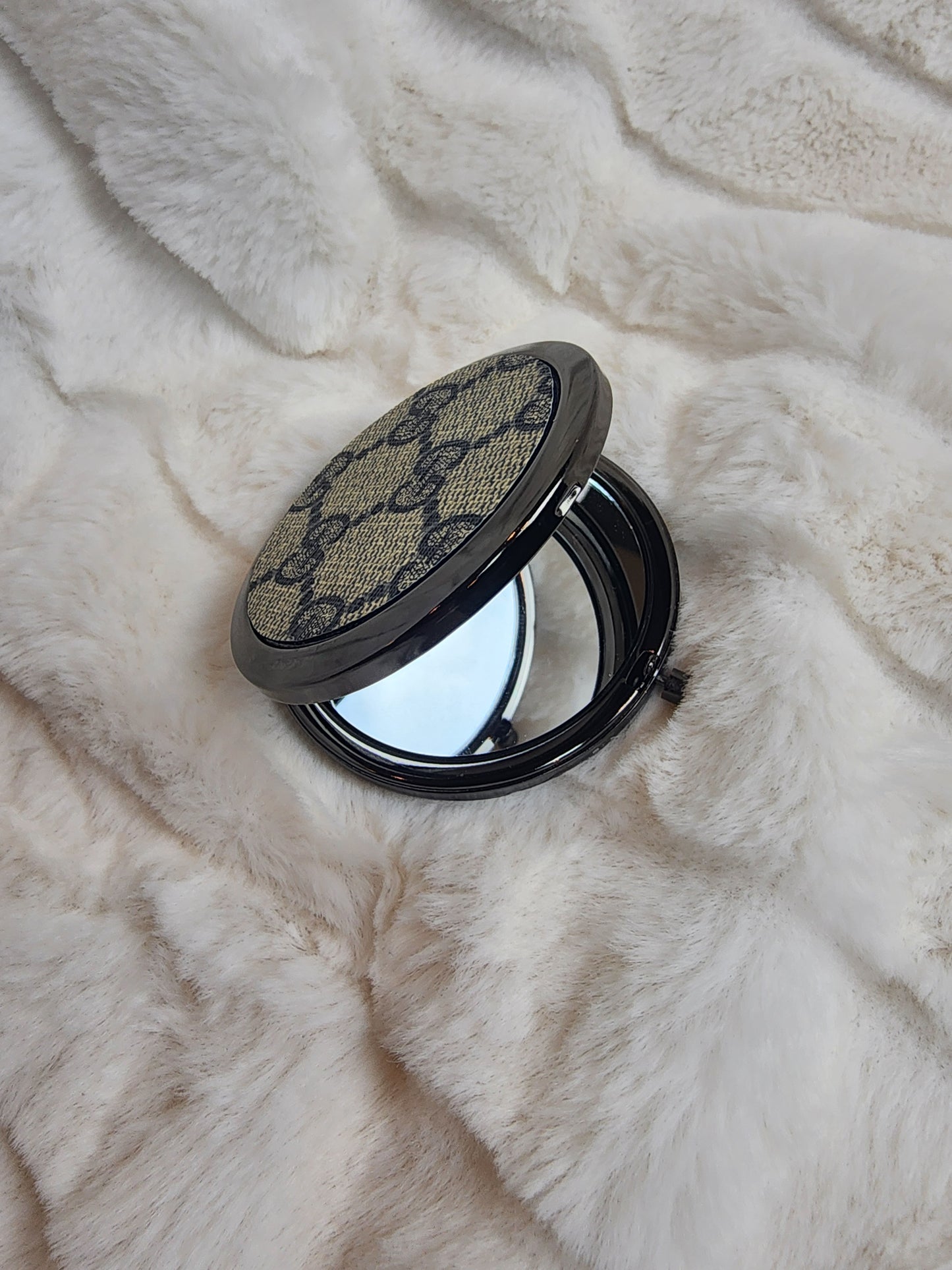 Repurposed Gunmetal Compact Mirror