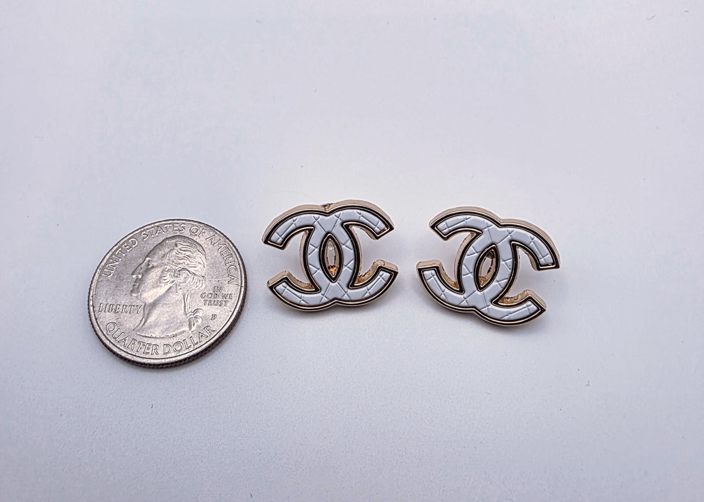 Quilted White Earrings