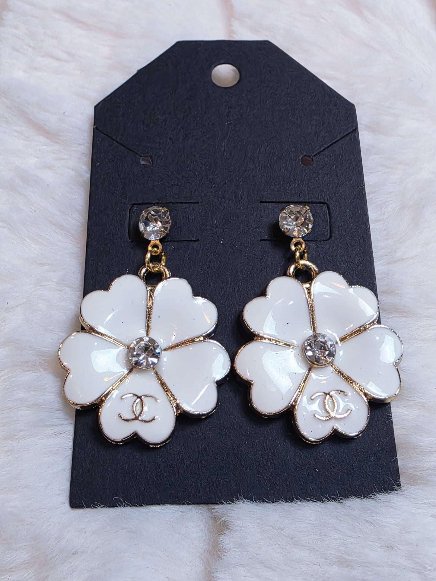 White Camellia Earrings