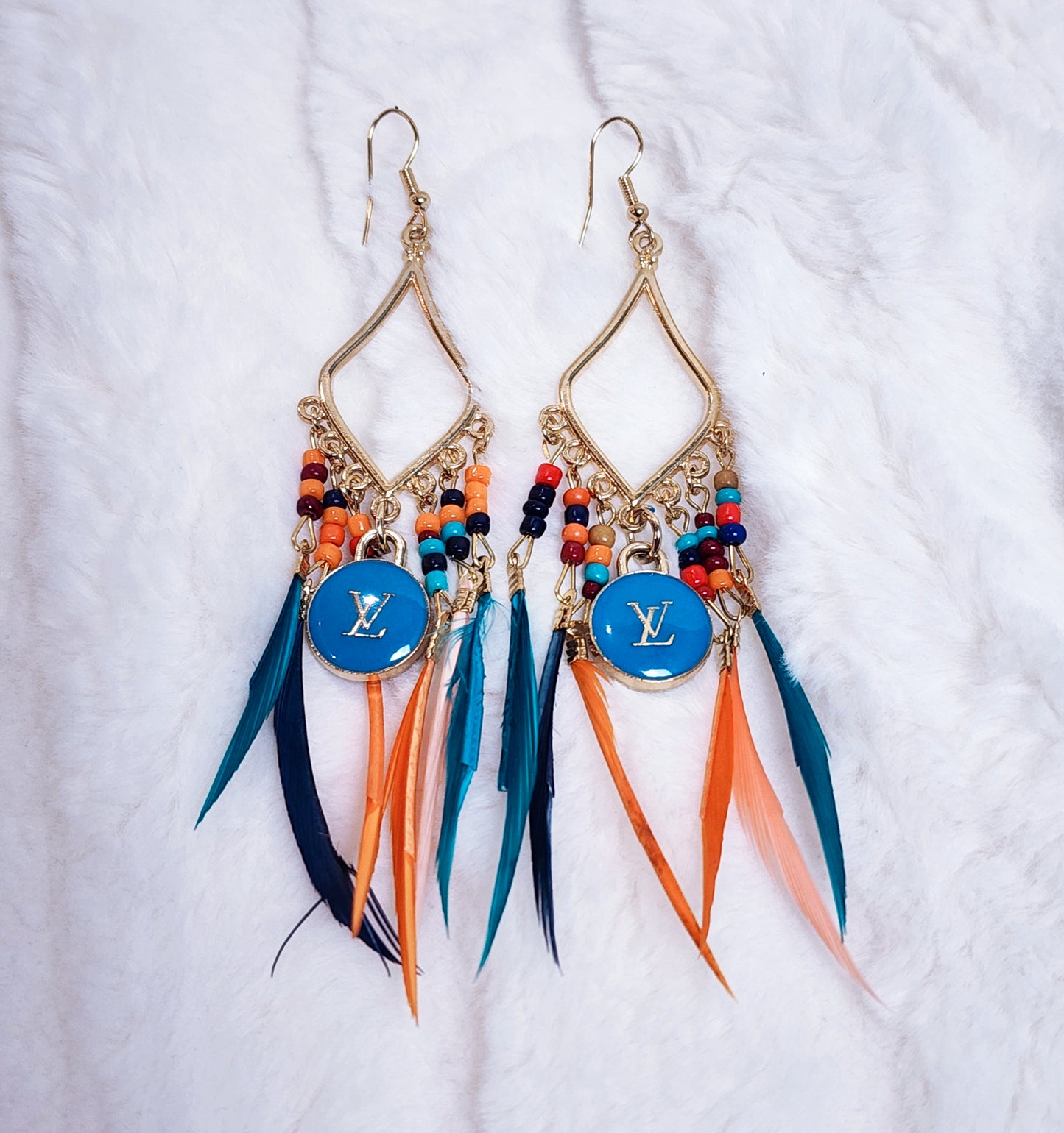 Upcycled Blue Harvest Earrings