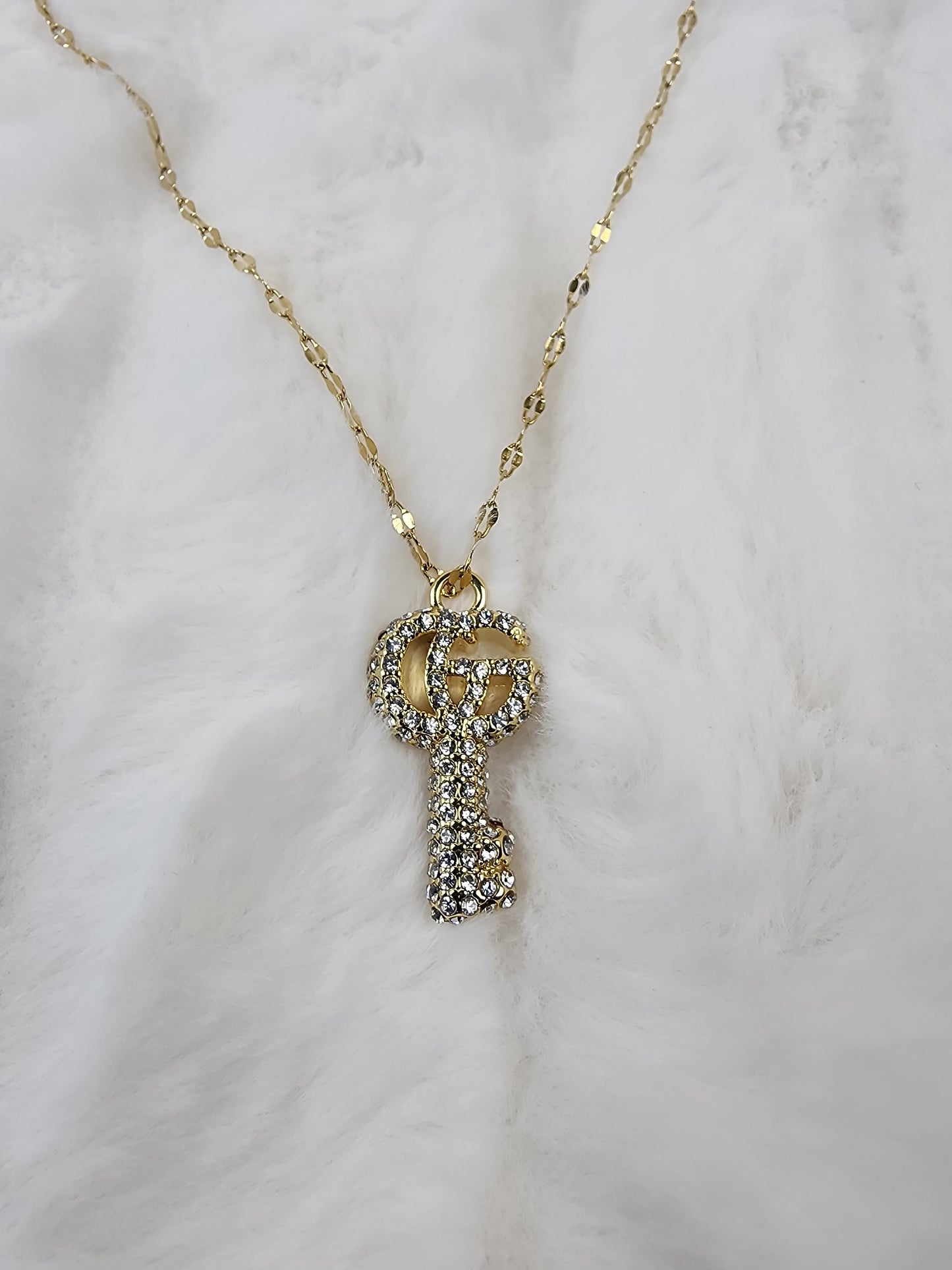 Upcycled Gold Key Zipper Pull Necklace