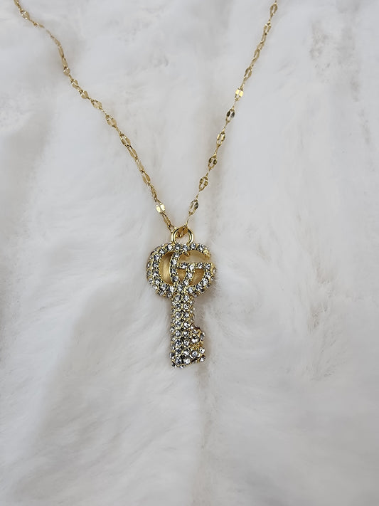 Upcycled Gold Key Zipper Pull Necklace