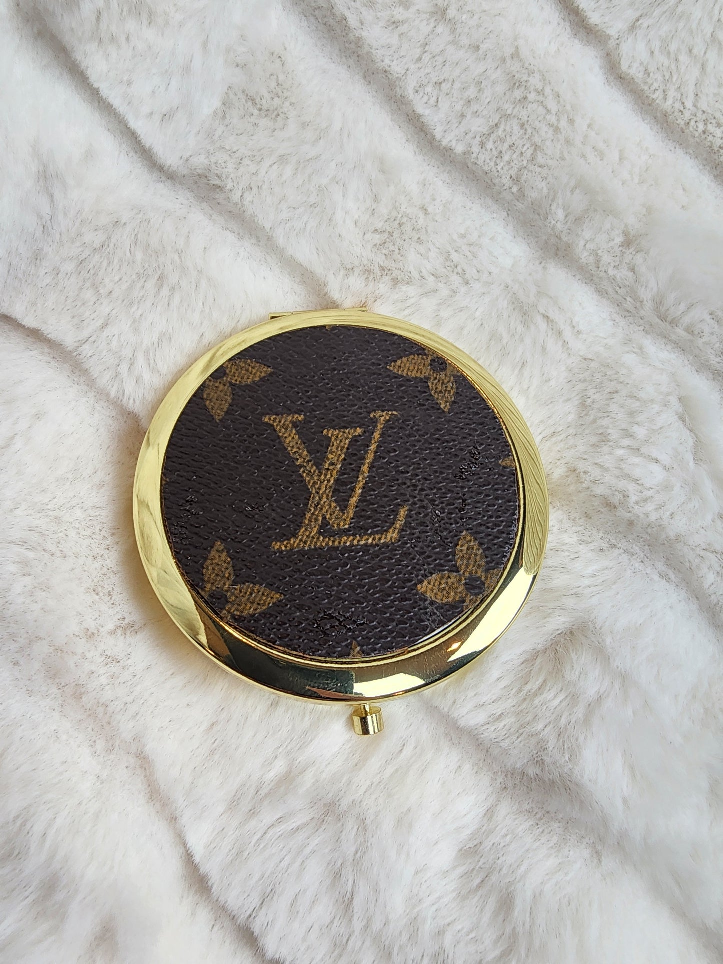 Repurposed Gold Monogram Compact Mirror