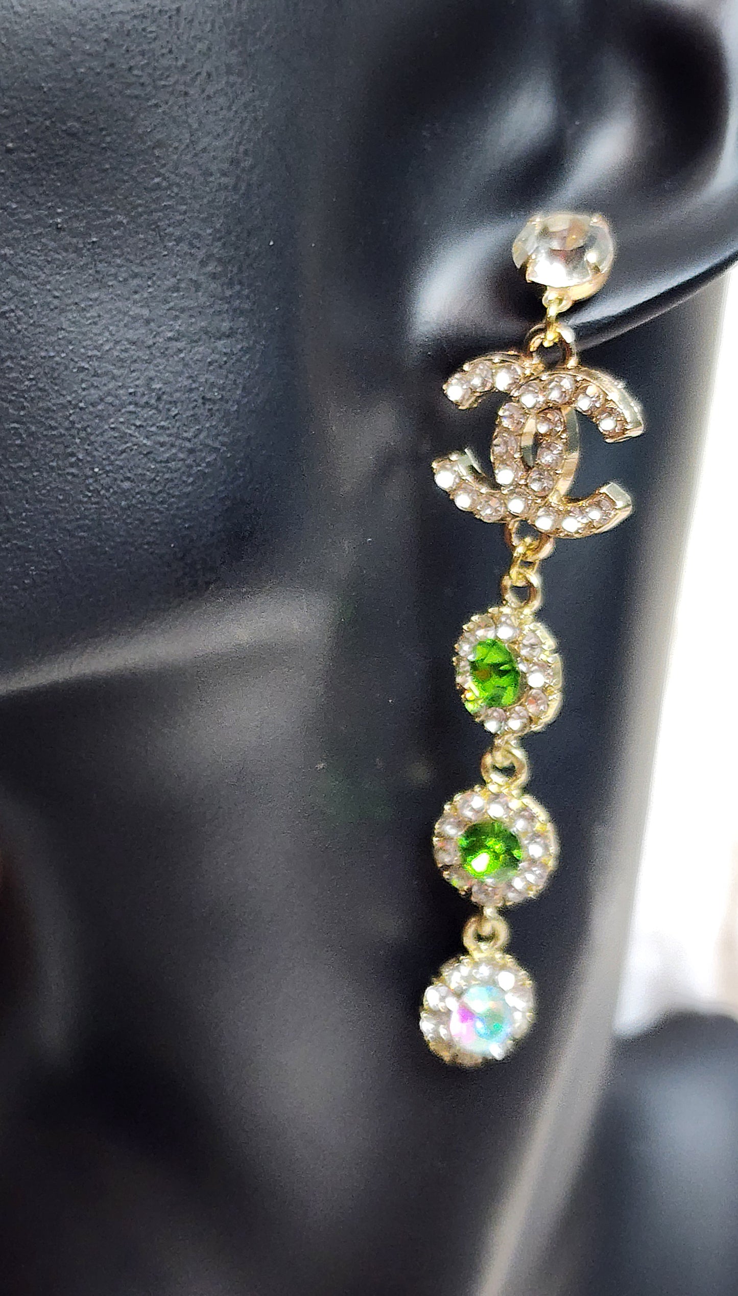 Upcycled Green Chandelier Earrings