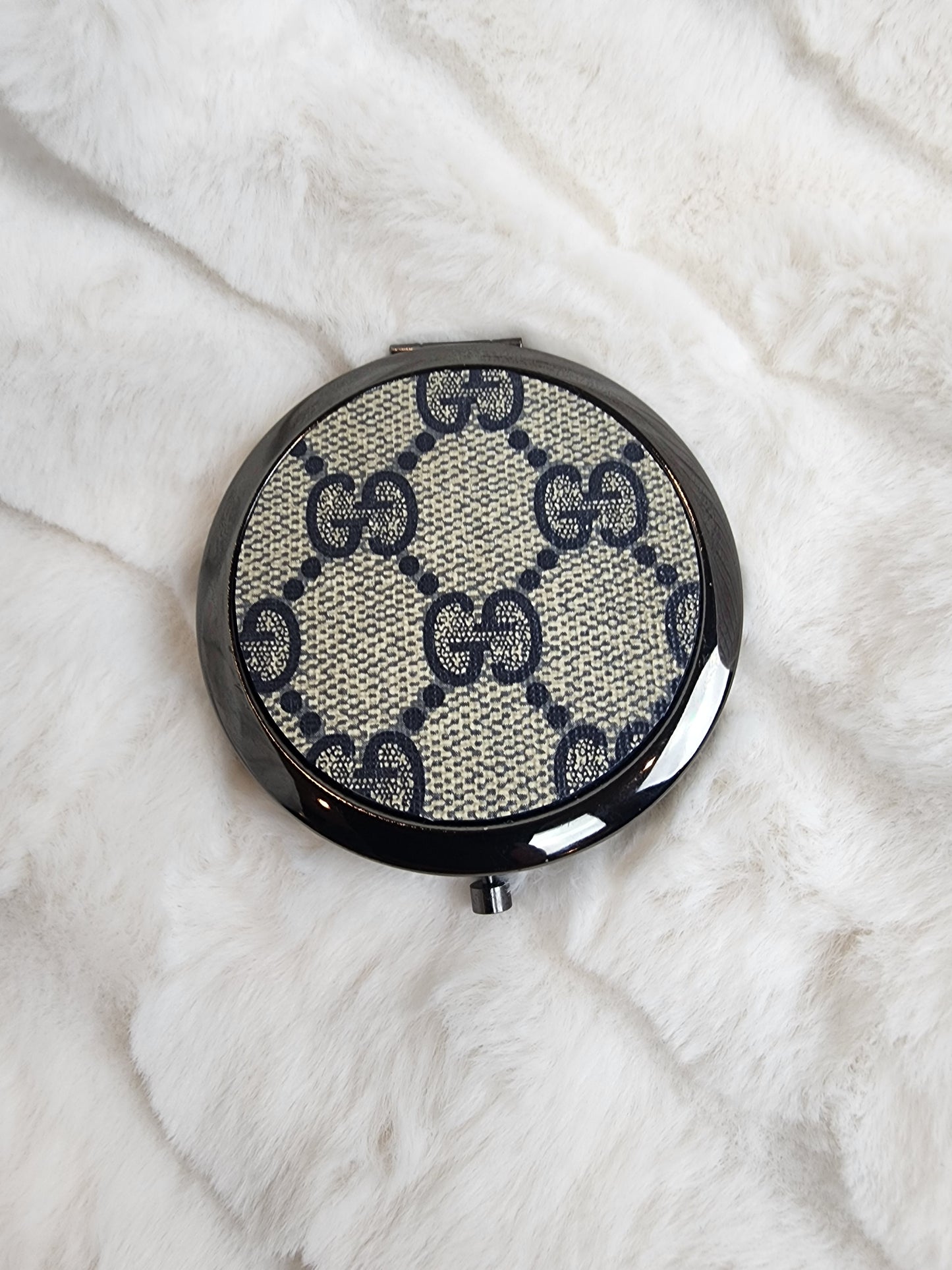 Repurposed Gunmetal Compact Mirror