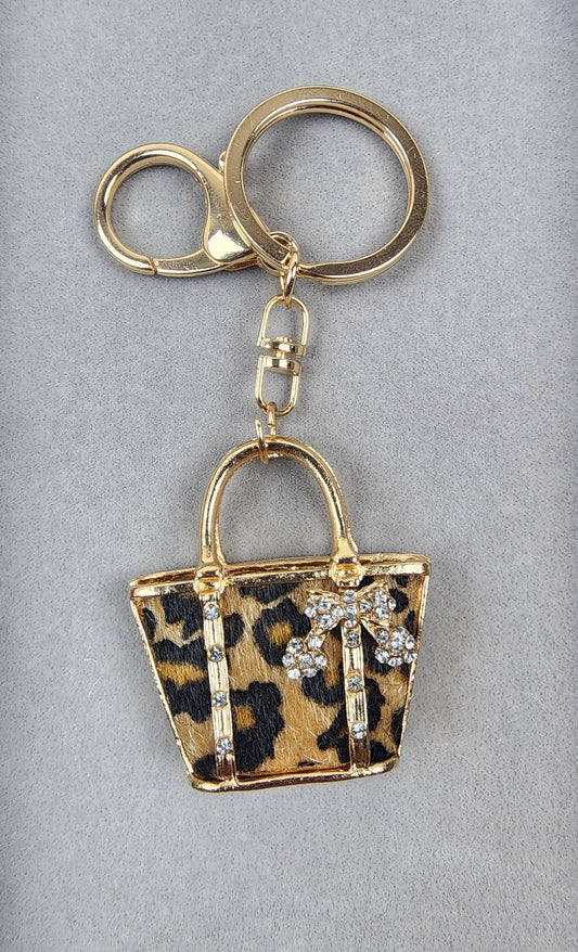 Leopard Print Handbag Keychain